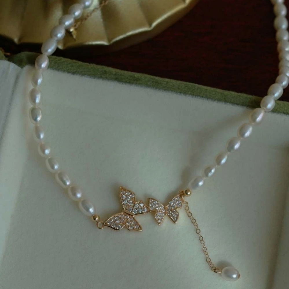 Butterfly Pearl Necklace
